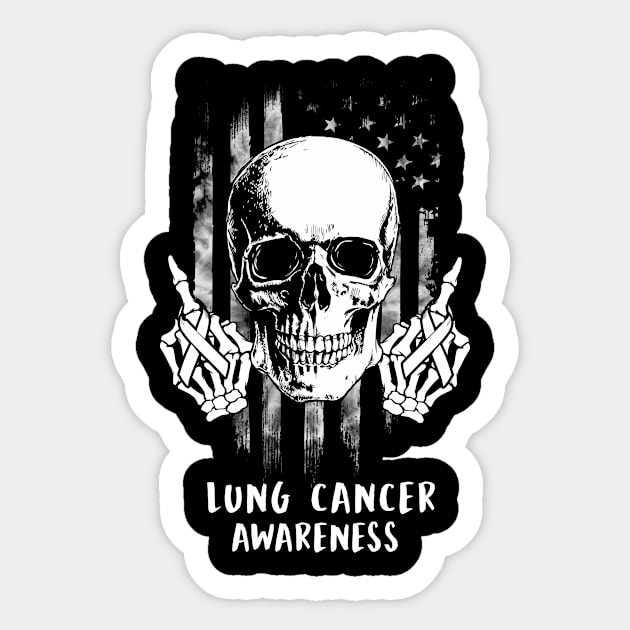 Lung Cancer Awareness Skull Halloween Costume Gifts Sticker by AKIFOJWsk